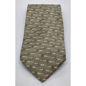Robert Talbott Silk Men's Tie Beige Necktie Tiny Orange Blue Squares 59" x 3.75"